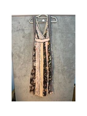 Altar'd State Patchwork Floral Maxi Dress in Pink, Black, Cream